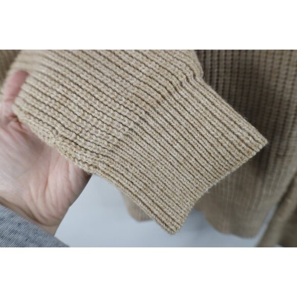 Vintage 90s Streetwear Womens Large Blank Chunky Ribbed Cable Knit Sweater Beige - Picture 7 of 10